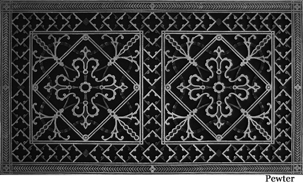 Arts and Crafts decorative vent cover 16x30 in Pewter finish