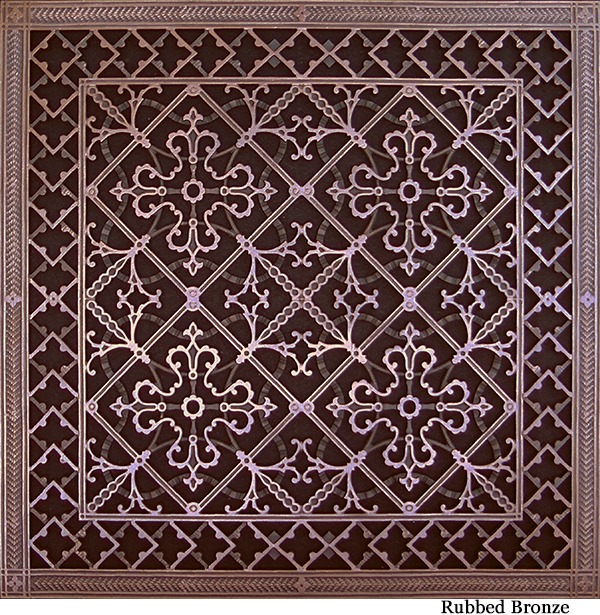 Arts and Crafts decorative vent cover in Rubbed Bronze finish 24x24