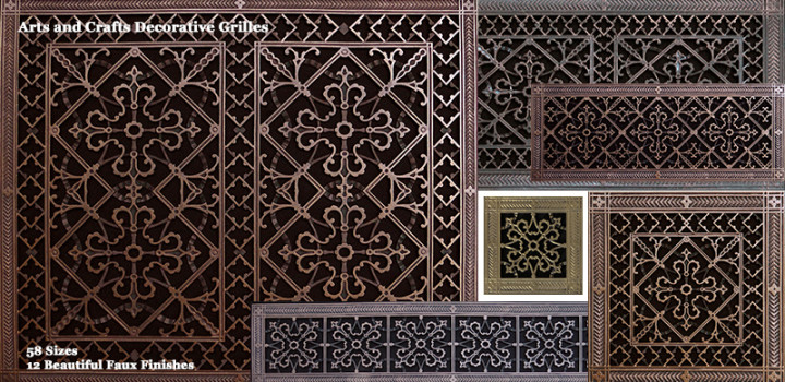 arts and crafts style decorative grilles in assorted sizes