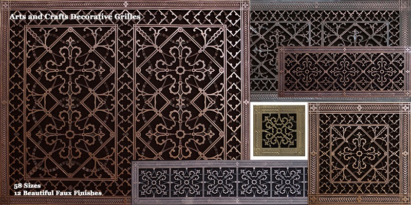 arts and crafts style decorative grilles in assorted sizes