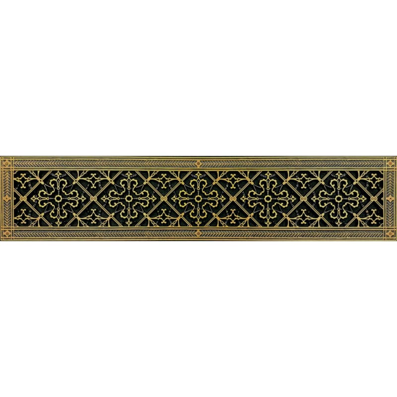 Decorative grille Craftsman style Arts and Crafts 6" x 36" in Antique Brass.