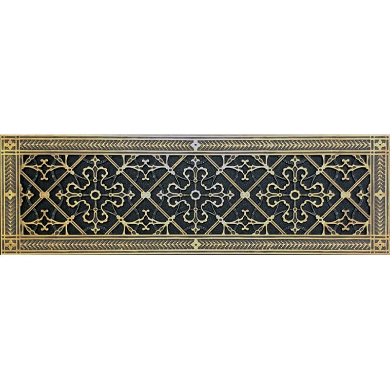 Vent Cover Arts and Crafts Style 6' x 24" in Antique Brass.