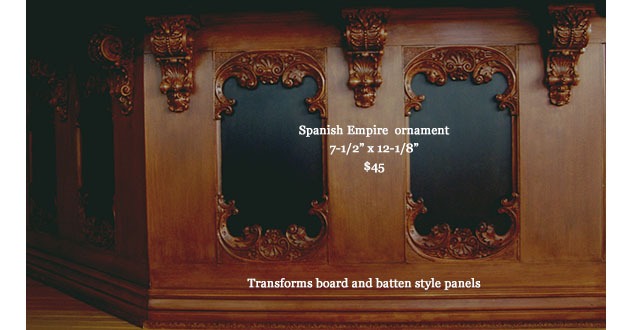 Spanish Empire ornament used with board and batten panels
