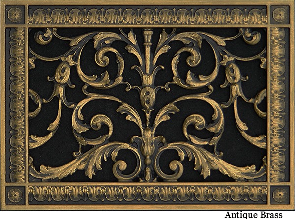 Louis XIV decorative grille 8x12 in Antique Brass finish