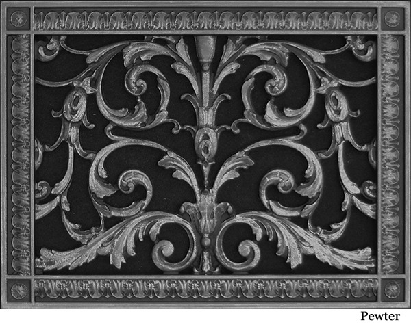 Louis XIV decorative grille 10x14 in Pewter finish