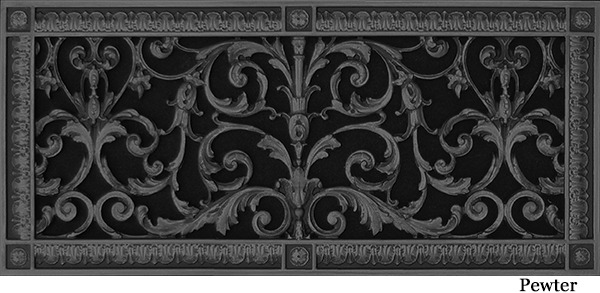 Louis XIV 8x20 decorative grille in Pewter finish