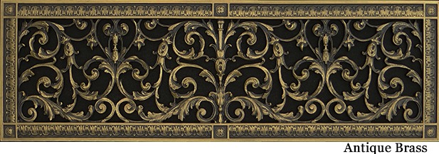 Louis XIV 8x30 decorative grille in Antique Brass finish