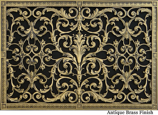 Louis XIV Decorative Grille in Antique Brass Finish