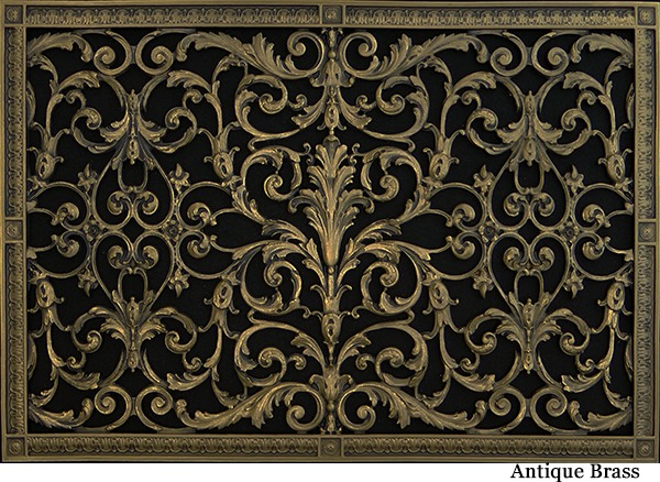 Louis XIV decorative grille 20x30 in Antique Brass