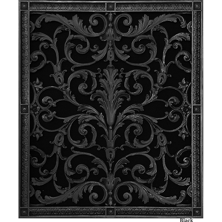 Decorative vent cover in Louis XIV style 24x20 in Black finish