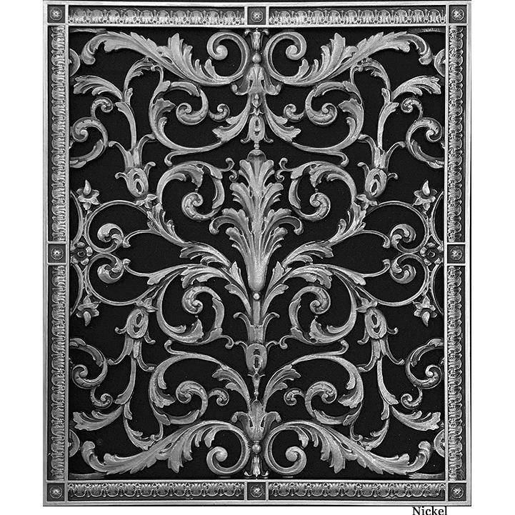 Decorative vent cover in Louis XIV style 24x20 in Nickel finish