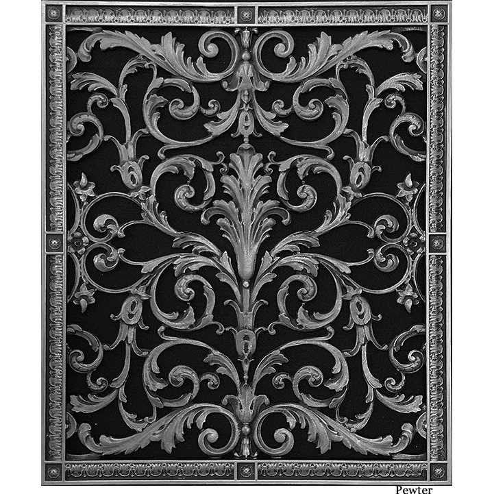 Decorative vent cover in Louis XIV style 24x20 in Pewter finish
