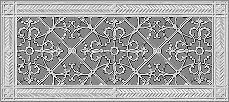 rendering of Arts and Crafts style decorative vent cover 6" x 16"