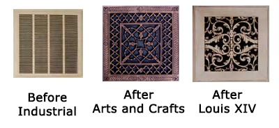 HVAC cover before and after decorative grille