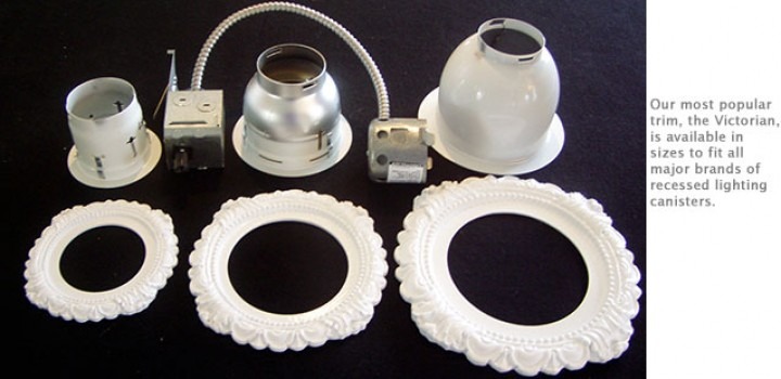 Victorian decorative recessed lighting trims in several sizes