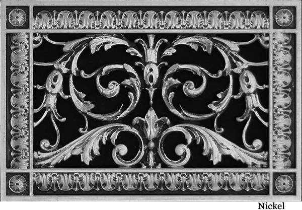 Louis XIV decorative vent cover 6x10 in Nickel