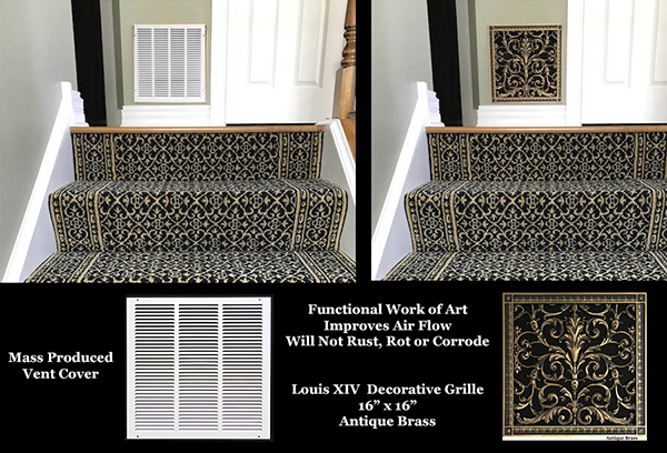 replace industrial grille with decorative grille in french style Louis XIV