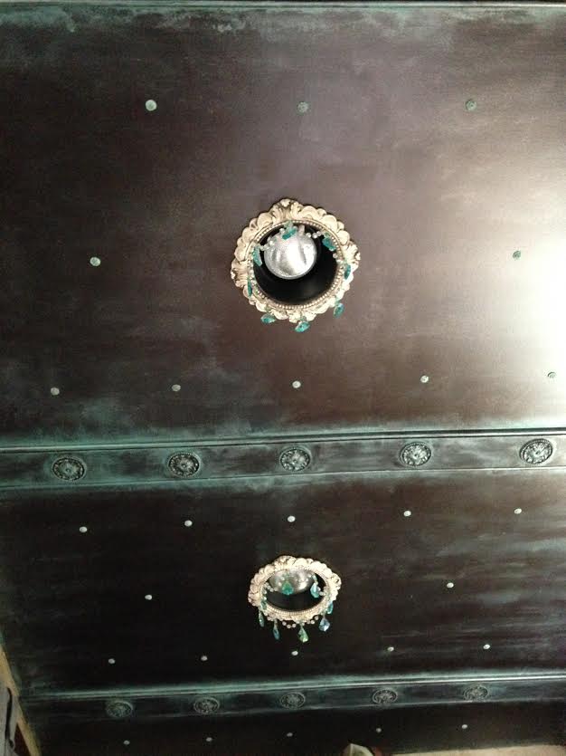 ceiling design with nail heads and rosettes