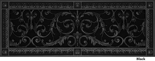 Decorative grille 6x20 in Louis XIV style in Black finish