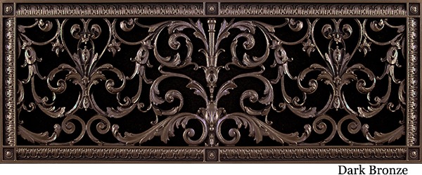 Decorative Vent Cover Grille In Louis XIV Style 10"x 30" in Dark Bronze