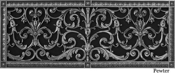 Decorative Grille 10" x 30" Louis XIV Style in Pewter