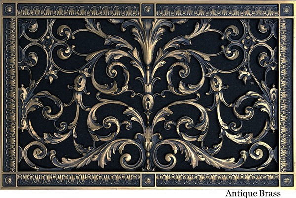 Decorative Grille in Louis XIV Style 12x20 in Antique Brass