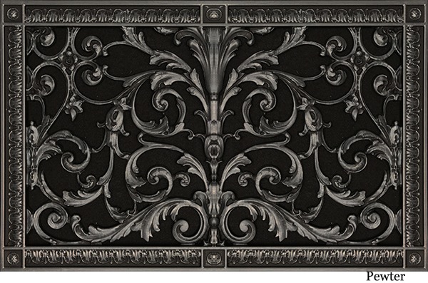 Decorative Grille in Louis XIV Style 12x20 in Pewter finish