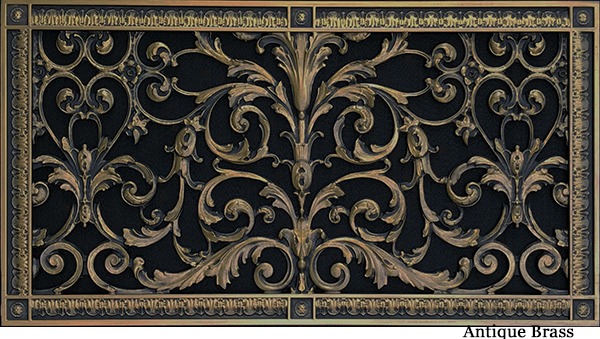 Decorative Vent Cover in Louis XIV style 12x24 in antique brass