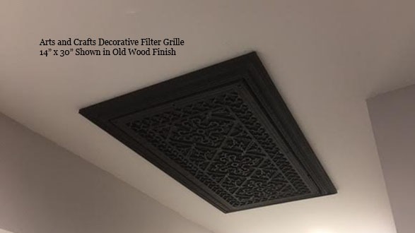 return air filter grille mounted on the ceiling
