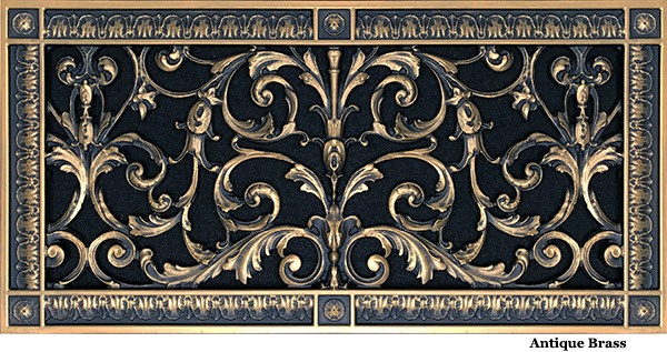 Decorative grille 8x18 in Louis XIV style in ANtique Brass finish
