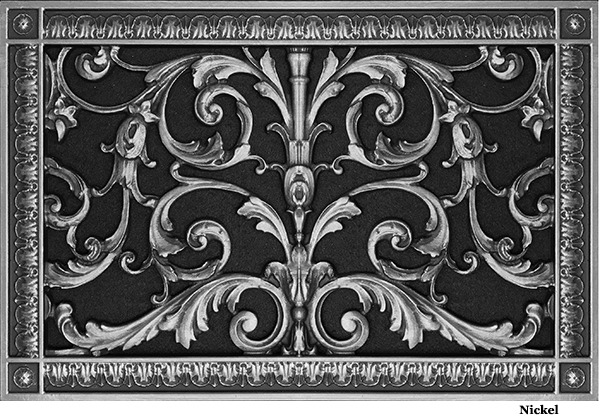 Decorative vent cover in Louis XIV style 12x16 in Nickel