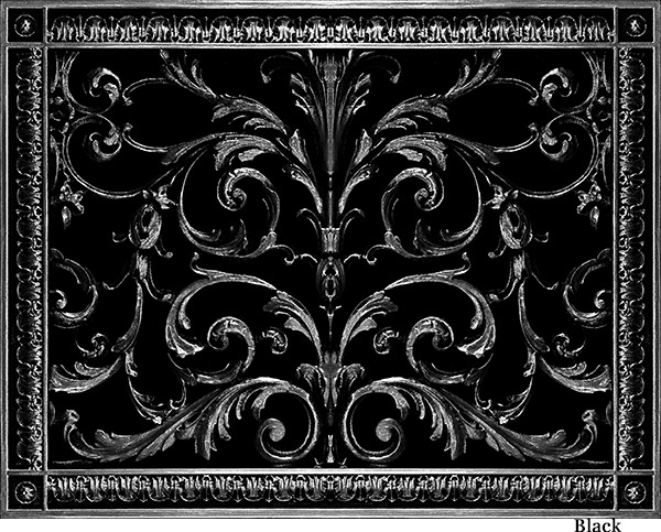 Decorative vent cover in Louis XIV style 12x16 in black