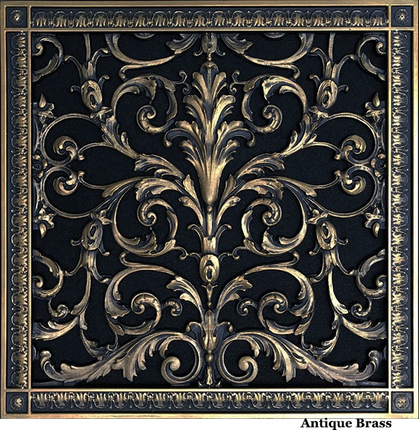 Decorative grille in Louis XIV style 16x16 in Antique Brass