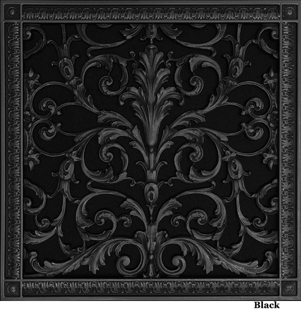 Decorative Grille in Louis XIV Style 16x16 in Black Finish