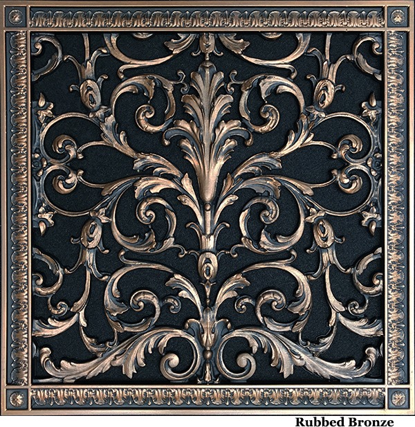 Decorative Grille in Louis XIV Style 16x16 in Rubbed Bronze finish