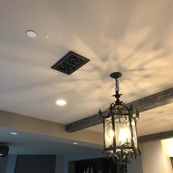 decorative vent cover ceiling mount in Louis XIV style in pewter