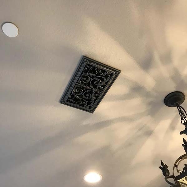 decorative vent cover in Louis XIV style in pewter ceiling mount