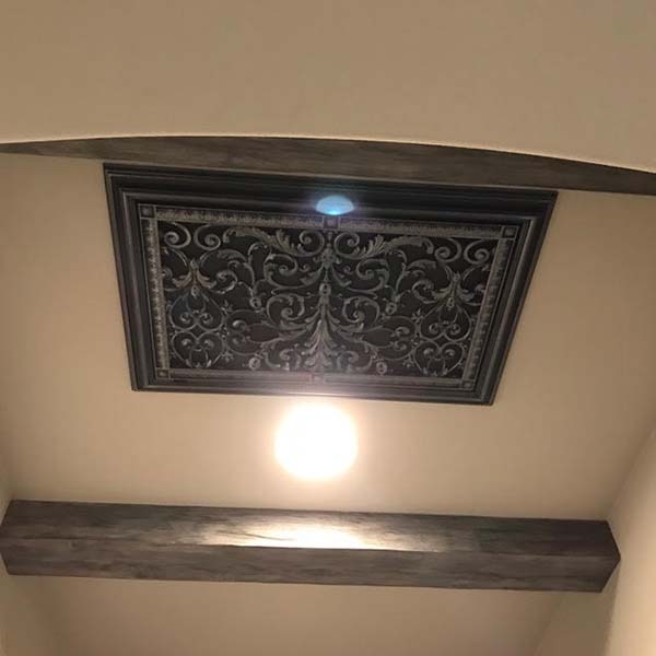 return air filter grille ceiling mount in Louis XIV style in pewter finish