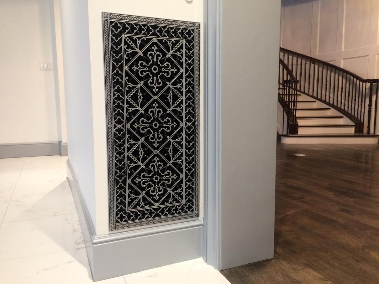 Decorative grille in Arts and Crafts style 16x36 in Pewter