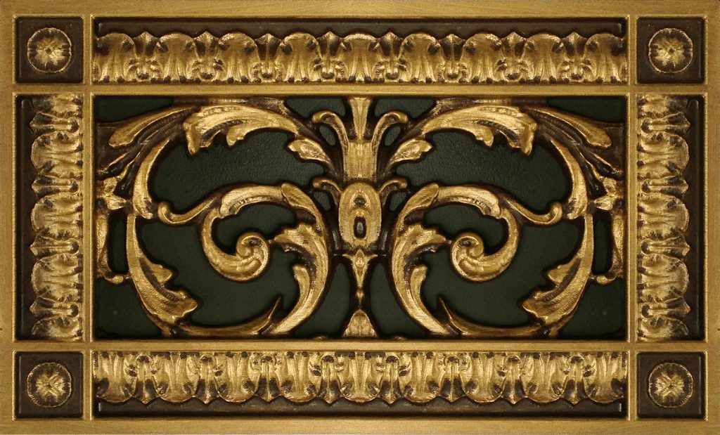 Decorative vent cover in Louis XIV style in Umber Gold finish