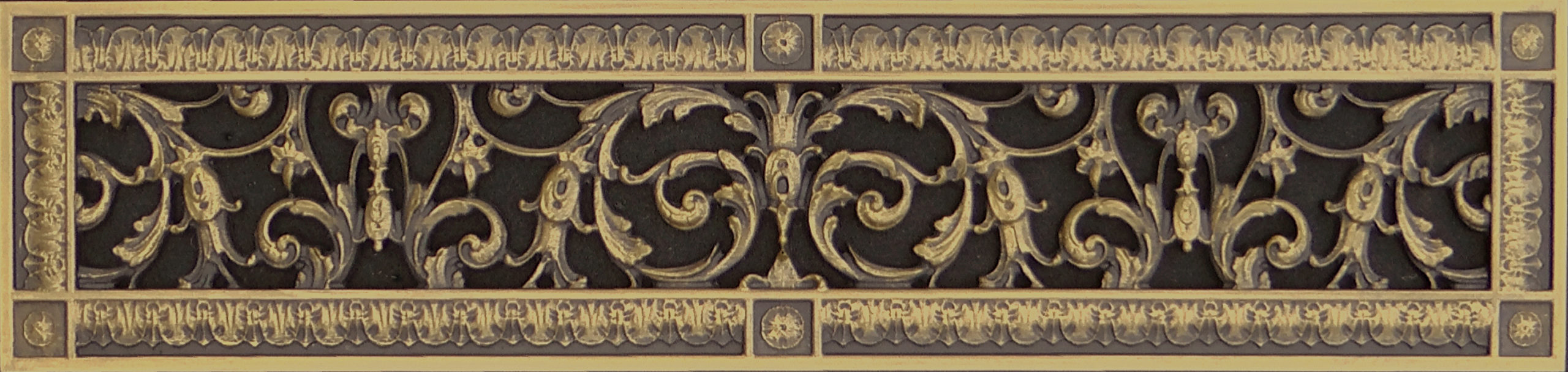 Decorative vent cover in Louis XIV style in antique brass finish