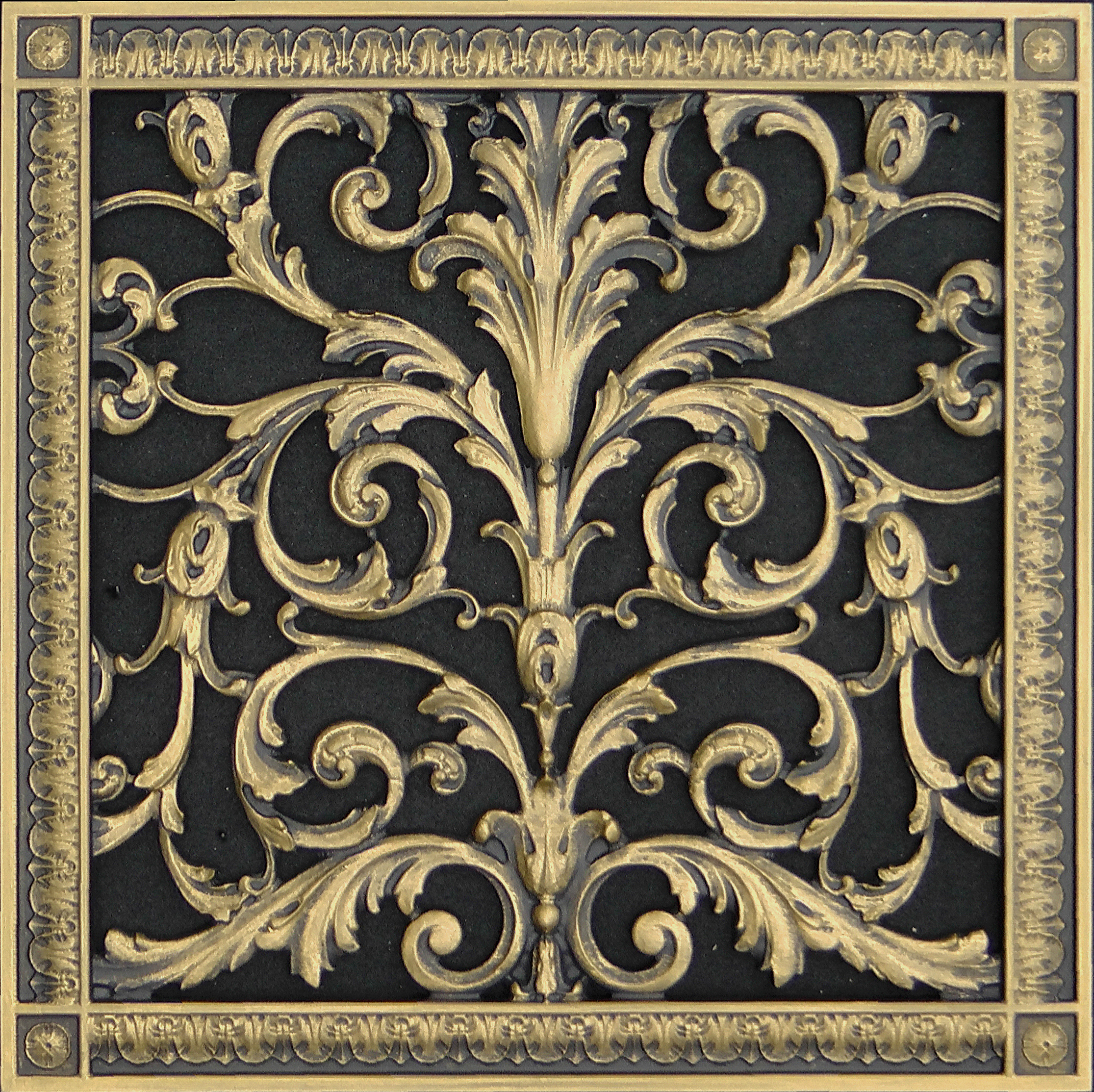 Decorative vent cover 14x14 in Louis XIV style in Antique Brass finish