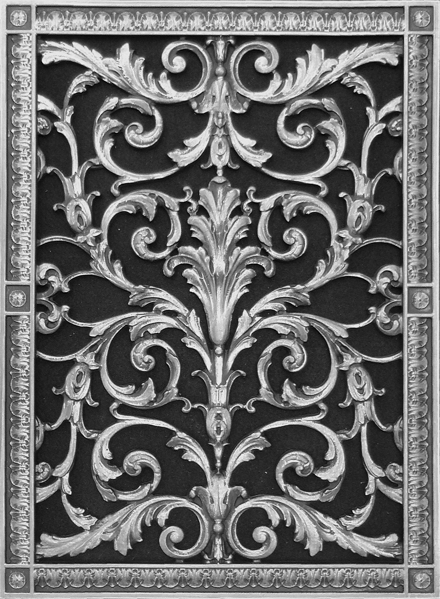 Decorative vent cover 20x14 in Louis XIV style in Pewter finish