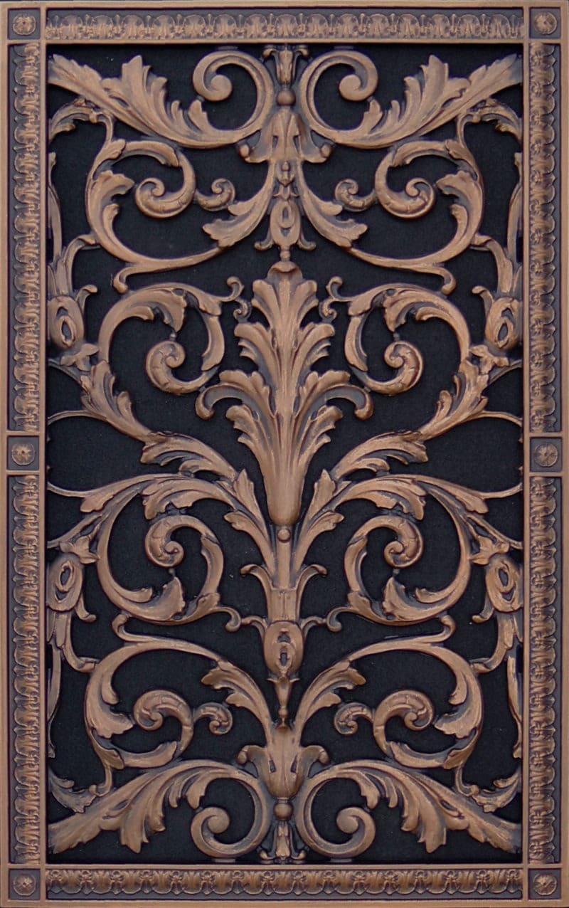 Decorative vent cover 24x14 in Louis XIV style in rubbed bronze finish