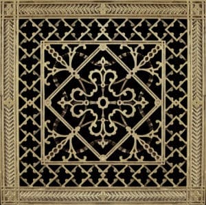 decorative vent cover 12" x 12" in Arts and Crafts Style in Antique Brass