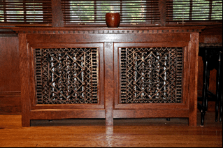 radiator cabinet with decorative grilles