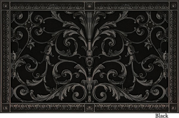 Decorative Return Air Filter Grille 12x20 in Louis XIV Style in Black