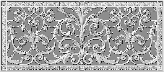 Decorative Return Air Filter Grille 12x30 in Louis XIV Style Rendering