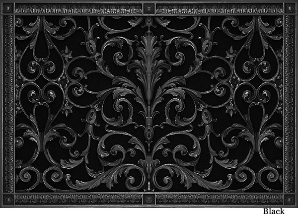 Decorative vent cover in Louis XIV style 16x24 in black finish