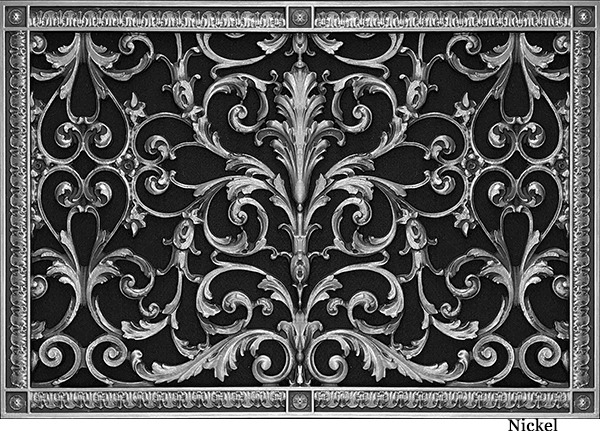 Decorative vent cover in Louis XIV style 16x24 in Nickel finish